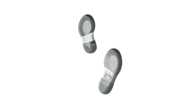 Grayscale X-ray style foot imprints of a pair of sandals against a black backdrop