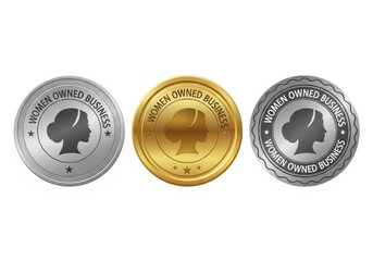 Three poker chips in gold silver and bronze with spade symbols on a white background