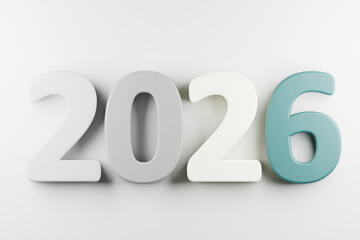 The colorful numbers 2026 are displayed on a grey background