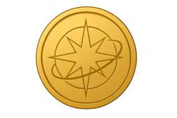 Gold medal with star compass rose symbol