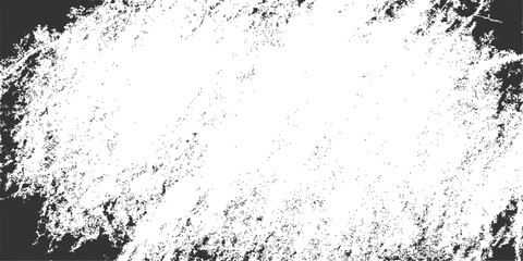 Abstract black and white grunge background texture with paint splatters, ink drops, and a dirty old film pattern