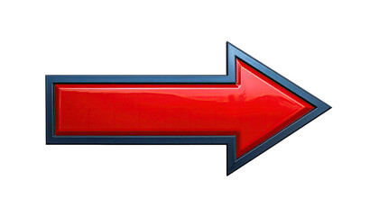 A bright red arrow with a blue outline pointing to the right on a black background