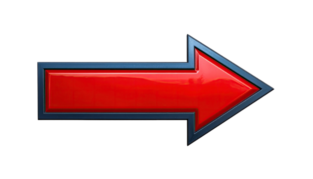 A bright red arrow with a blue outline pointing to the right on a black background - Powered by Adobe