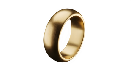 Elegant gold wedding band isolated on transparent background