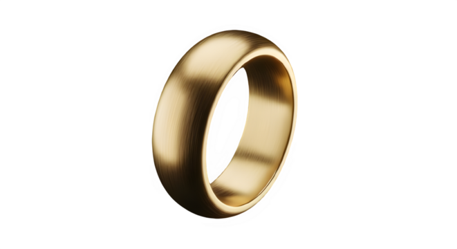 Elegant gold wedding band isolated on transparent background