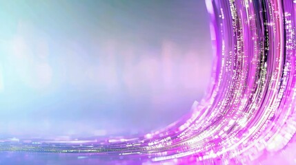 Abstract flowing light trails with bokeh, digital art, purple and blue hues, futuristic.