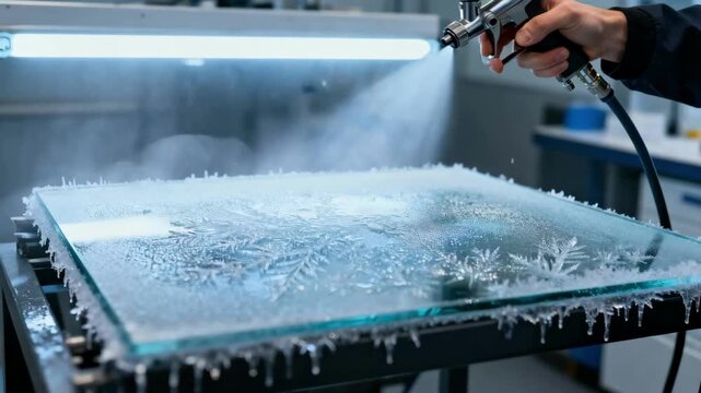 Medium shot capturing the texture and application process of nanocoat frost shield coatings designed for enhanced durability in subzero temperatures.