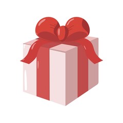 Gift box with red ribbon
