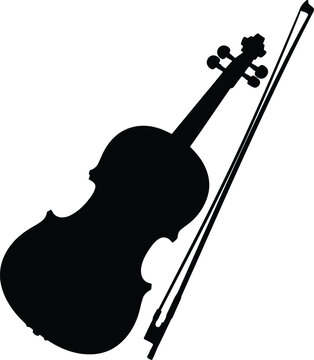 Elegant violin silhouette classic music instrument bowed string chordophone vector