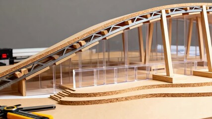 Medium shot capturing bespoke structural models being crafted with precision tools highlighting customized solutions for unique architectural challenges.