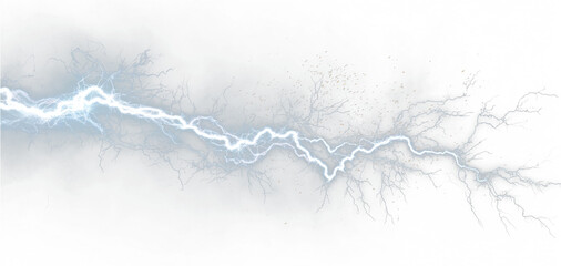 Blue lightning electric storm PNG. Bright white lightning streaks across a stormy night sky. Perfect for dramatic weather overlays on any dark scene.