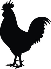 Bold silhouette rooster standing proudly farm animal icon vector