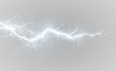 Blue lightning bolt PNG. A sharp electric strike lights up a dark clouded sky. Use as overlay to enhance dynamic storm visuals.