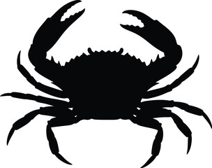 Bold black crab silhouette nautical seafood ocean life vector art vector