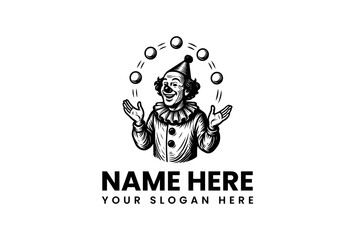 Clown Juggling Balls Vector Logo Illustration