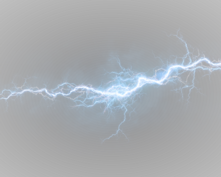 Blue lightning bolt PNG. A sharp electric strike lights up a dark clouded sky. Use as overlay to enhance dynamic storm visuals.