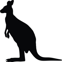 Kangaroo silhouette jumping wild animal australian icon vector