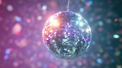 Bright disco ball reflects colorful lights during an energetic dance party at a lively venue - Powered by Adobe