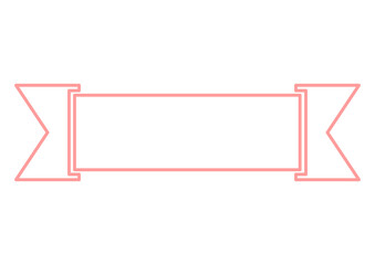 可愛らしい線画タイトルフレーム・コーラルピンクのシンプルなアウトラインリボンバナー