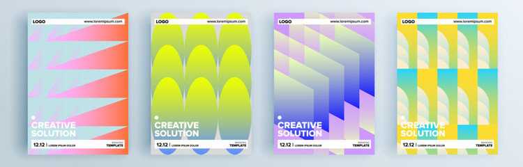 Modern abstract covers set, minimal covers design. Colorful geometric background, vector illustration.