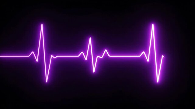 Neon heartbeat line on black