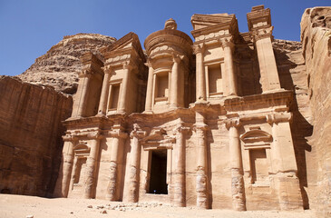Obraz premium Ed-Deir, The Monastery, at Petra, the ancient city and archaeological site in southern Jordan