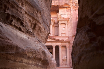 Al-Khazneh, The Tresury, at Petra, the ancient city and archaeological site in southern Jordan