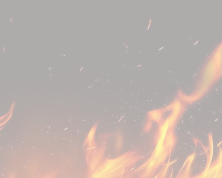 Fiery sparks burst upward from burning coals, filling the air with orange flashes. Smoke swirls around the rising heat. The moment captures raw energy and wild flame power. PNG