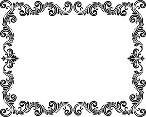 A filigree heraldic crest motif floral pattern border frame. Original design in a vintage style.