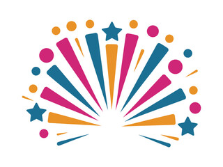 A vibrant burst of colorful stars and confetti suggests a festive celebration, party, or happy occasion.