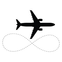 Airplane Silhouette Flying in Infinity Loop Path aircraft
