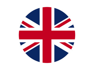 Obraz premium Clean vector illustration of the United Kingdom flag (Union Jack) in a circular icon style. Perfect for apps, websites, presentations, education, and international branding projects.