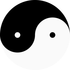 Black and white yin yang symbol on a transparent background