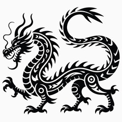Black Silhouette of a Detailed Chinese Dragon japanese dragon