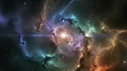 Cosmic starry night sky with a bright shining star dominates the frame, capturing the limitless possibilities concept, evoking hope and optimism for innovation, technological advancements.