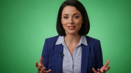 Professional businesswoman giving a presentation against a green screen background - Powered by Adobe