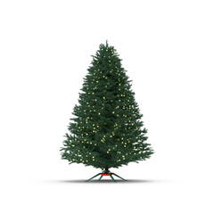 Artificial christmas tree with warm lights ready for celebration