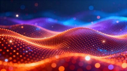 Abstract digital wave pattern with glowing particles and vibrant colors