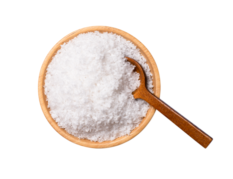 Coconut powder (shredded coconut, coconut flour) on white background