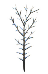 Hand drawn snow covered tree. Watercolor illustration.