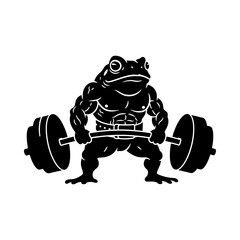 Hero Frog Silhouette Vector - Muscular Gym Icon