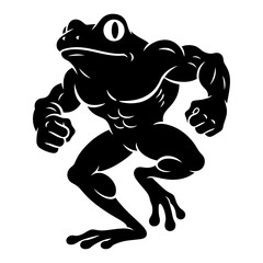 Strong Frog Silhouette Vector - Power Stance Mascot