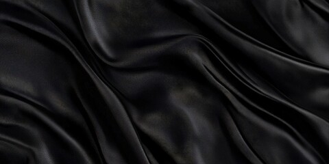 Obraz premium Elegant Black Silk Fabric with Waves and Swirls, Perfect for Premium Design Themes and Events
