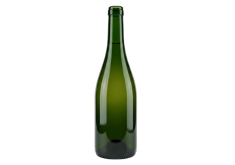 Green Glass Wine Bottle with Transparent Background