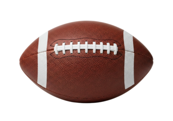 American football ball isolated on a clean white transparent background, classic sports equipment