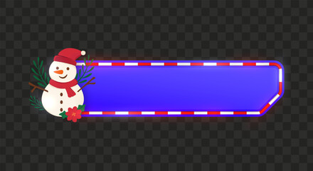 Blue Christmas Banner with Snowman, Festive Ornaments and Glowing Red White Borders