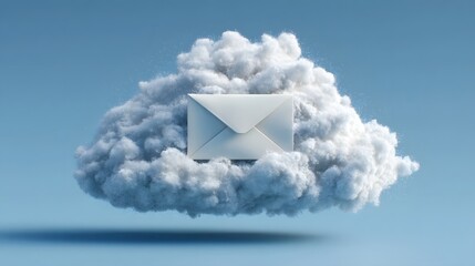Cloud email concept with white envelope on cloud