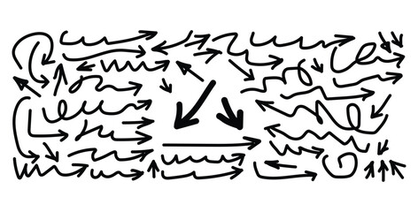 Hand drawn black arrows on white background indicating direction and movement options