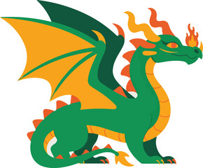 Obraz premium Fierce Mythical Dragon with Green and Orange Scales — Vibrant Fantasy Illustration