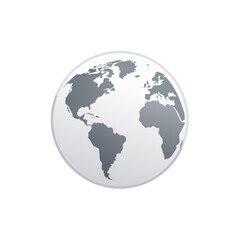 Naklejka premium Grayscale earth globe icon with continents showing global connection